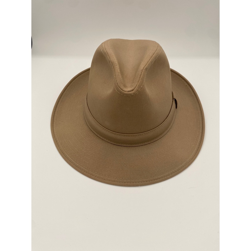 Vintage Stetson Mens Tan Khaki Safari Fedora Hat Made in USA Size Medium 7-7 1/8